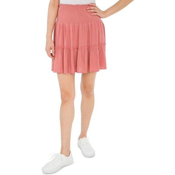 Hippie Rose Juniors' Floral-Print Pull-On High-Waist Mini Skirts Pink M, $39 NWT - Picture 1 of 4